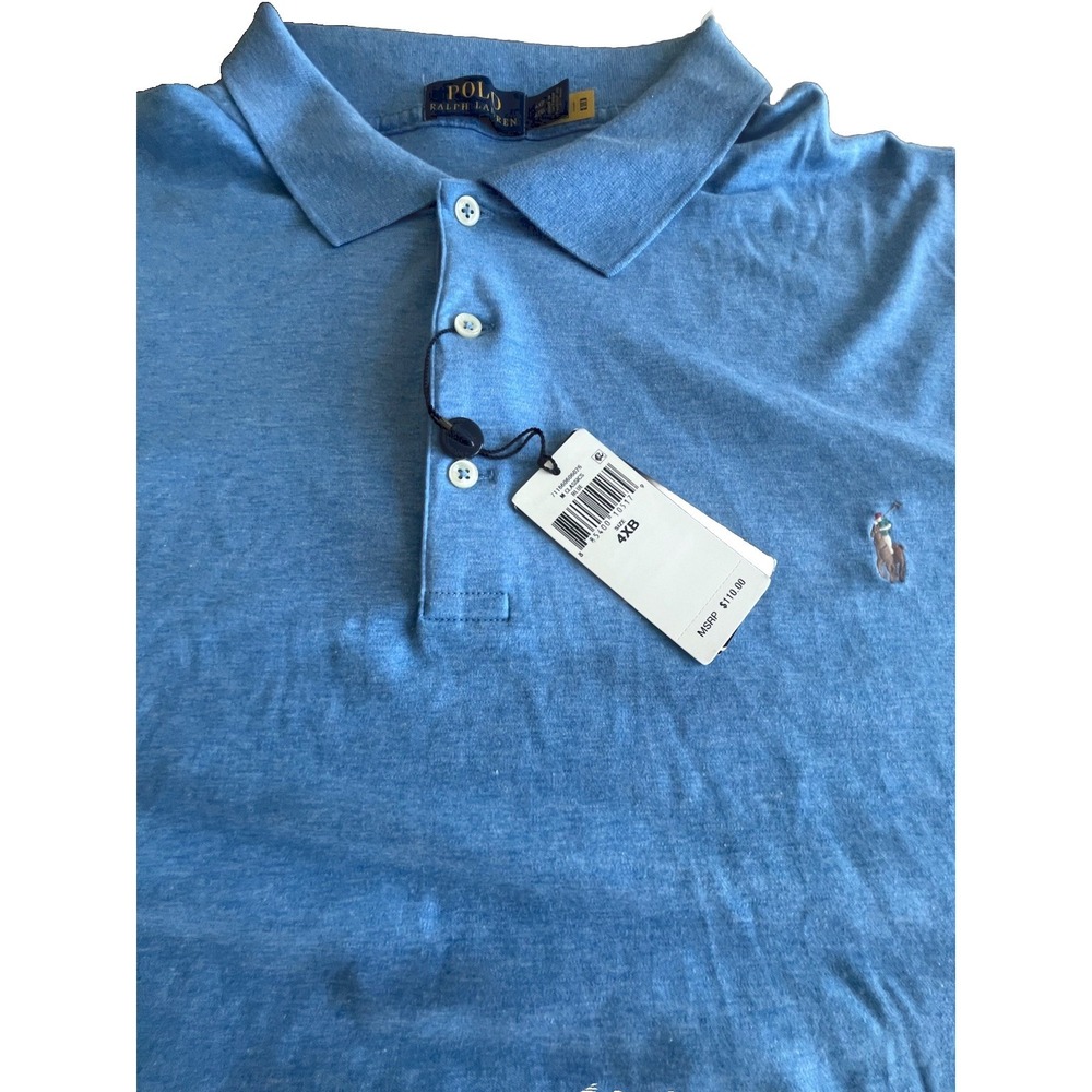 Polo Ralph Lauren Polo Shirt Mens 4XB Blue Big And Tall Flesh Pony Cotton